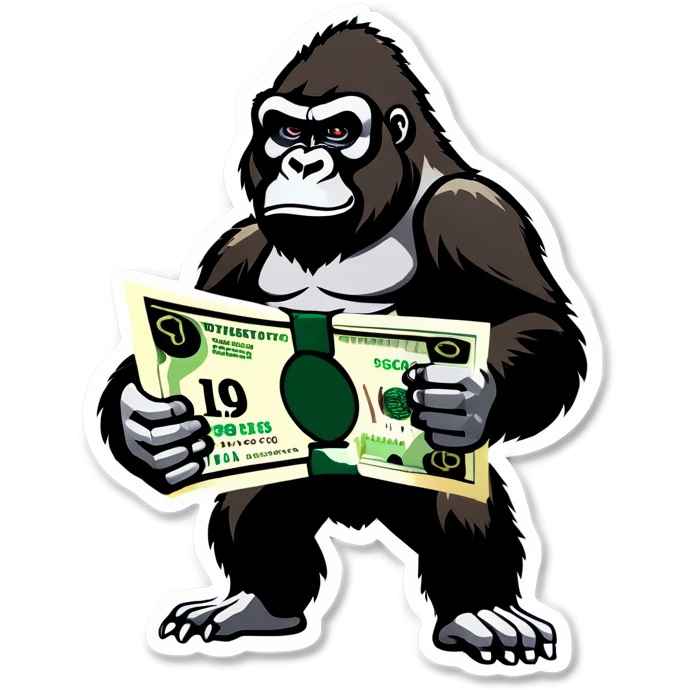 Gorilla with 199 money emoji