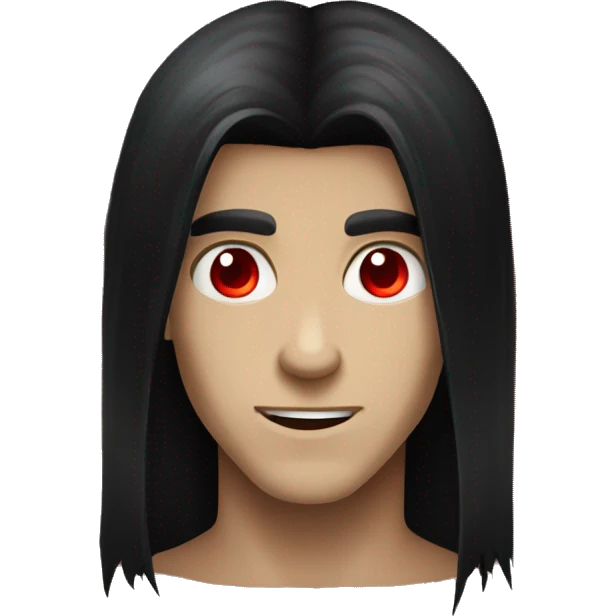 black long hair with red eyes young handsome vampire emoji