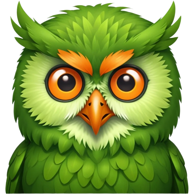 Green owl with an orange beak named duolingo emoji
