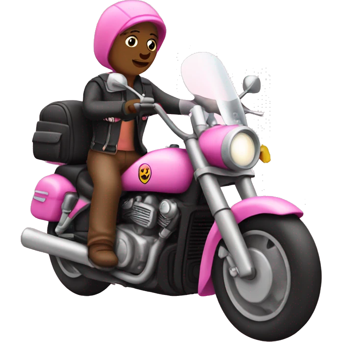 Pink panta riding motorcycle emoji