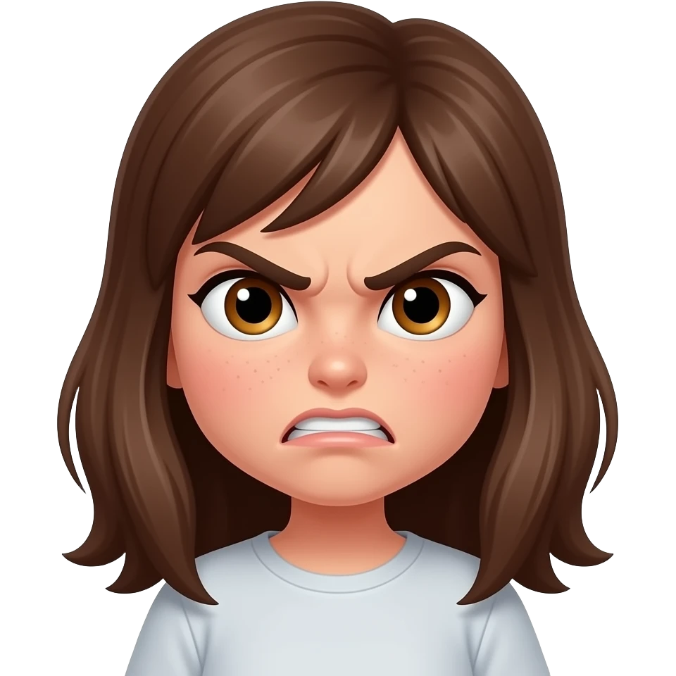 Okay the girl in the picture above that you just made Make me a very angry face on her as a memoji emoji