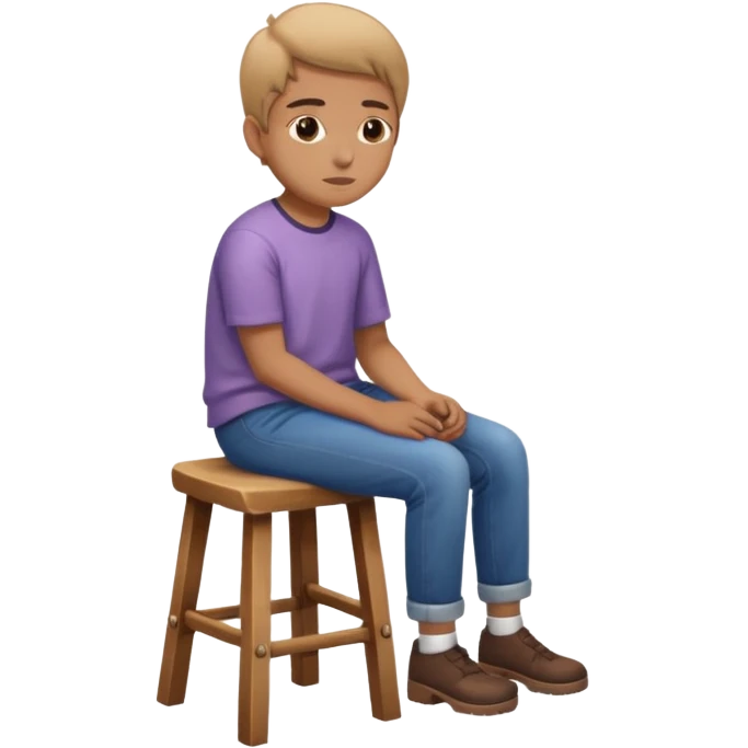 a person sitting on stool showing backward emoji