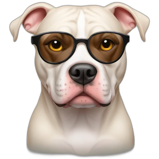 Perro Pitbull barcino con gafas emoji