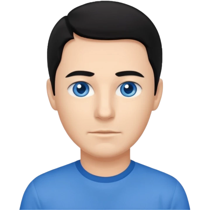 Anthony Field black hair, blue eyes, blue shirt emoji