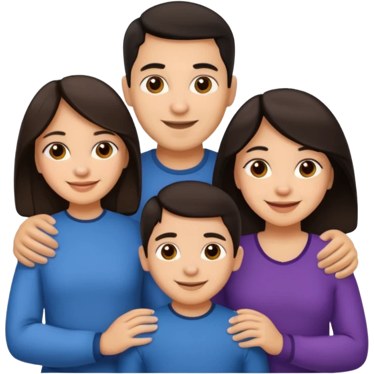 Light skin dark hair, Hispanic family of 6 emoji