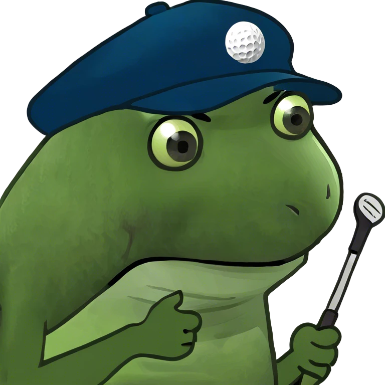 Bufo putting on a golf course emoji