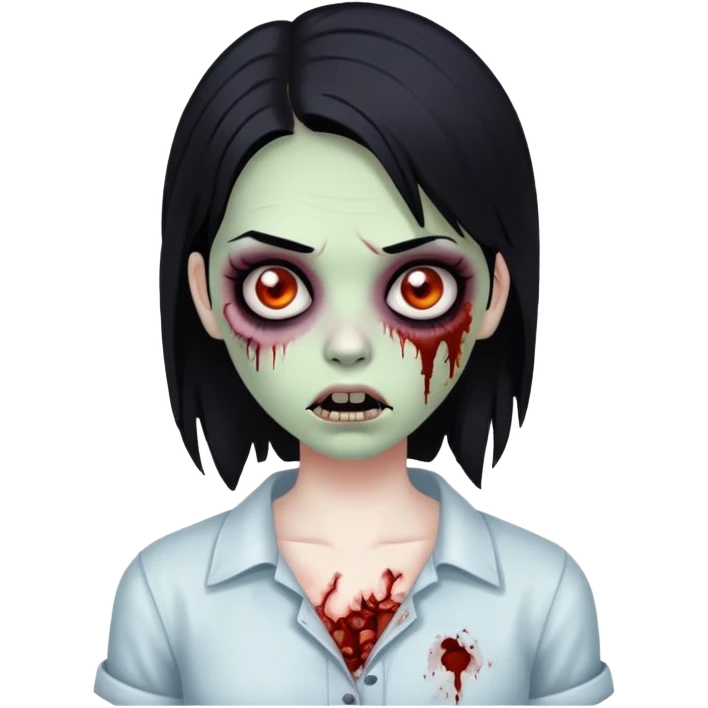 zombie girl with black hair and black eyes emoji