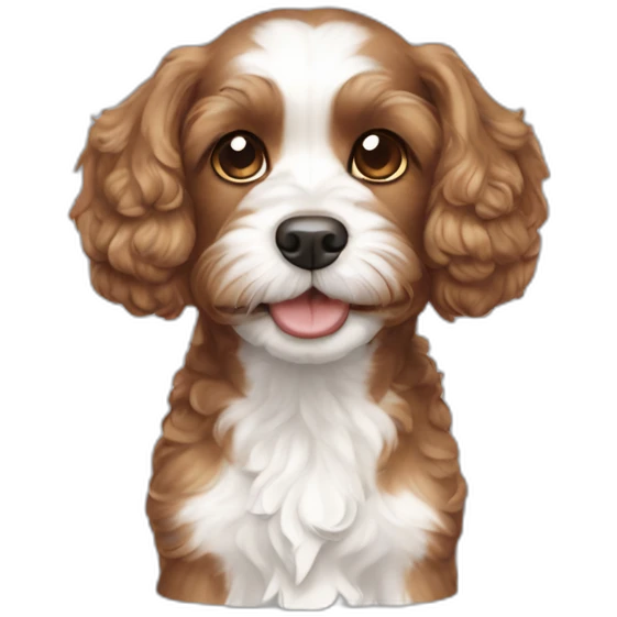 Brown Cavapoo with white mouse and straight ears emoji