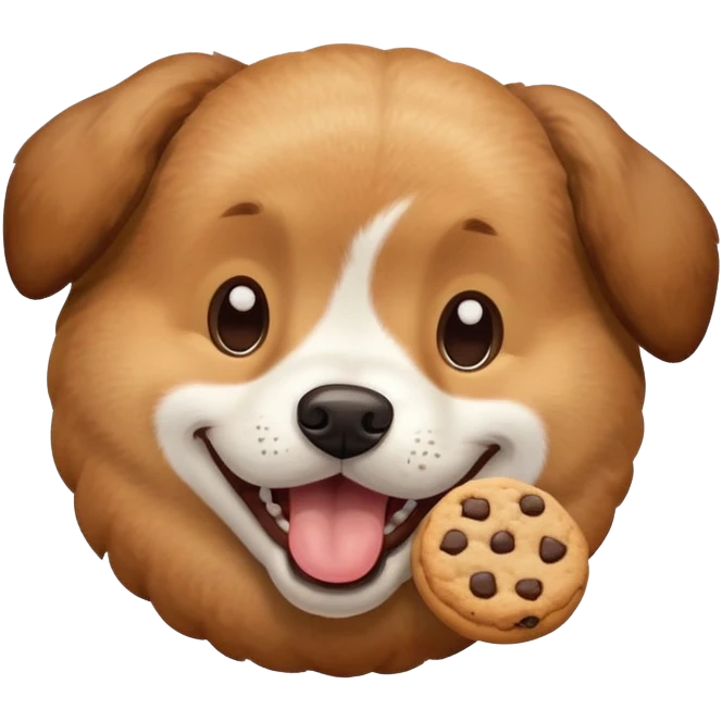 A dog eating a cookie emoji