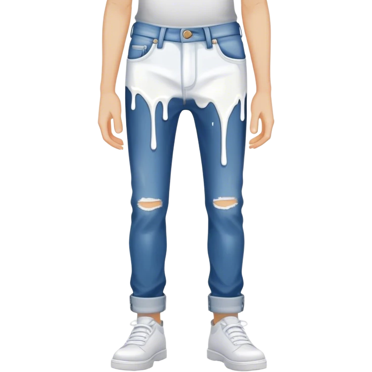 white paint spilled and dripping down jean pants emoji