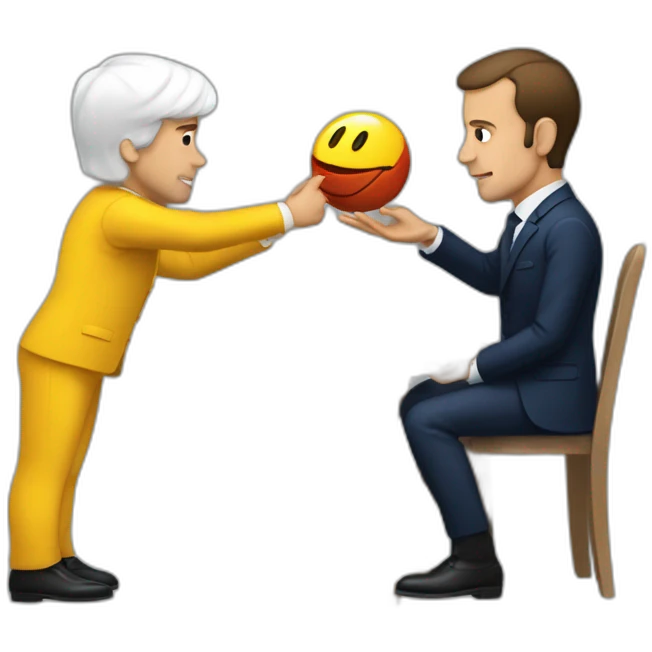 Macron qui joue a la play emoji