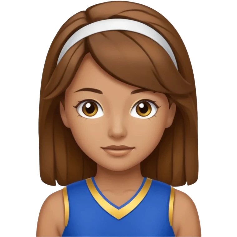cheerleader with brown hair and a blue and gold uniform  emoji