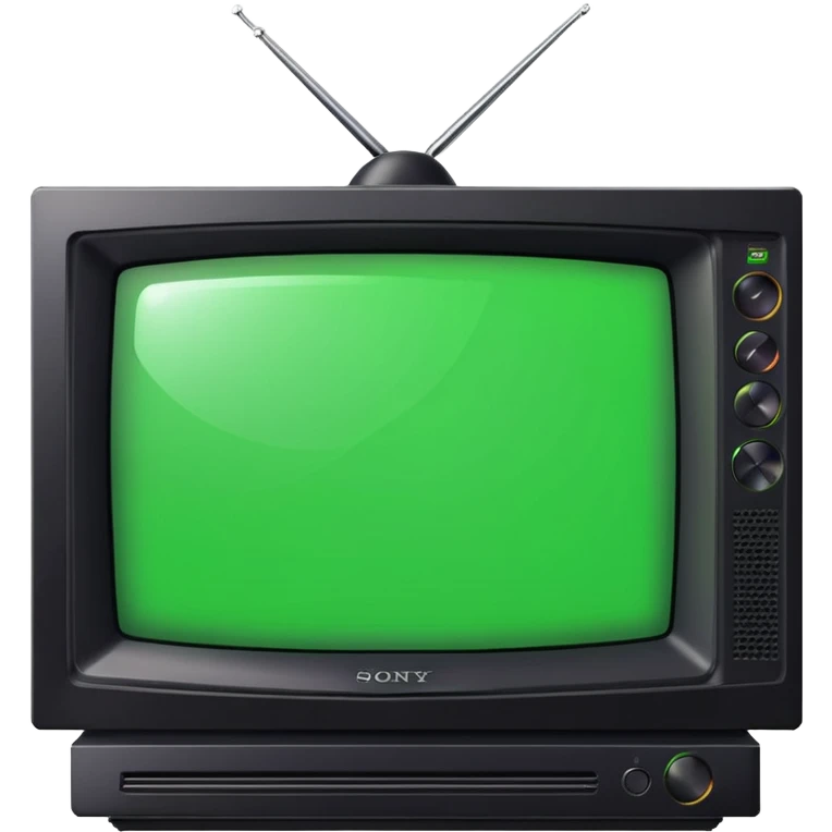 старый черный телевизор Sony с ярко зеленым пиксельным экраном  emoji