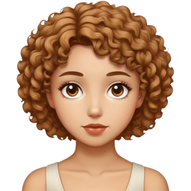 girl with short curly hair, almond color emoji