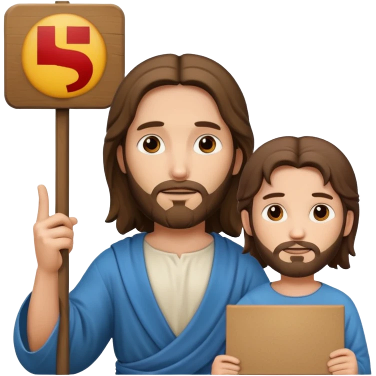 Jésus avec une pancarte dans ses mains dans ses mains emoji