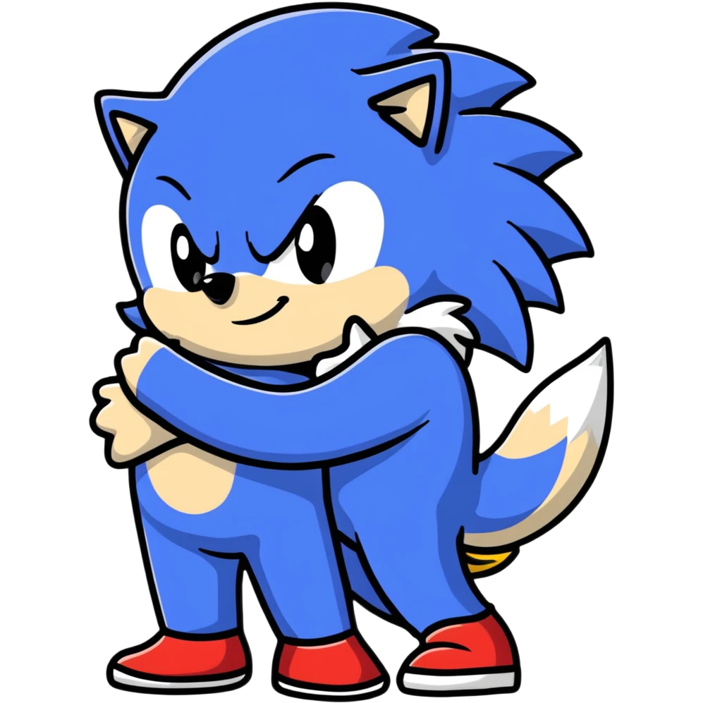 Sonic the Hedgehog and Silver the Hedgehog hugging each other emoji