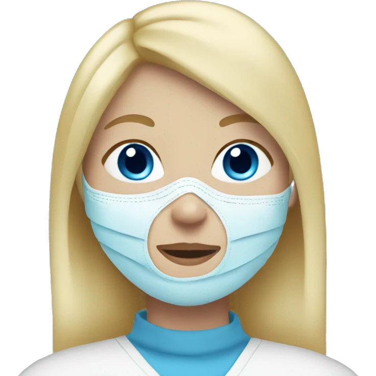 Blonde Girl with blue eyes with a facemask emoji