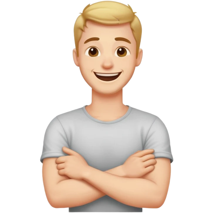 arms crossed holding neck laughing guy emoji