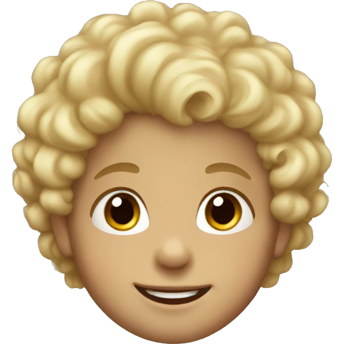 Blonde boy toddler WITH curly hair WITH brown eyes happy  emoji