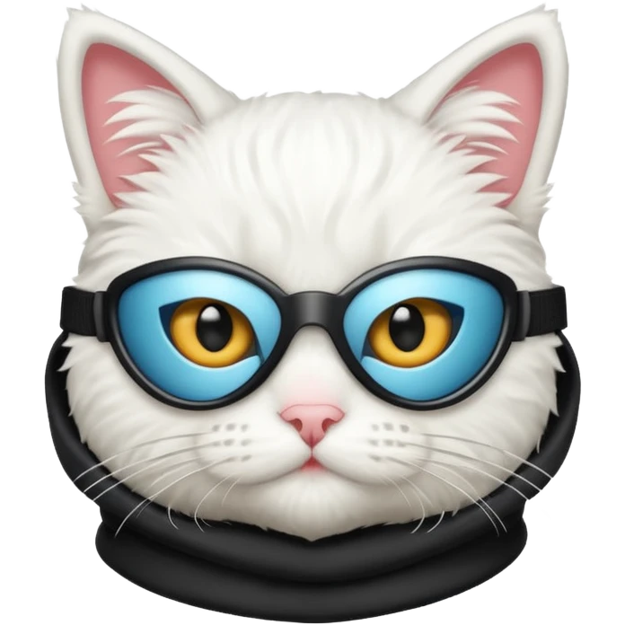 white Cat with a ski mask emoji