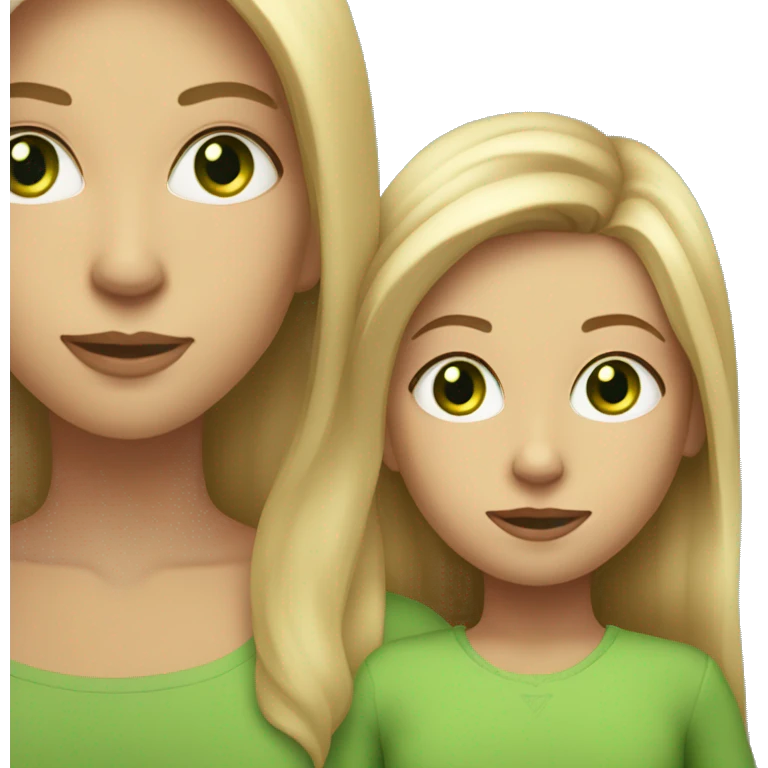 mom and daughter with long dirty blonde hair green eyes emoji