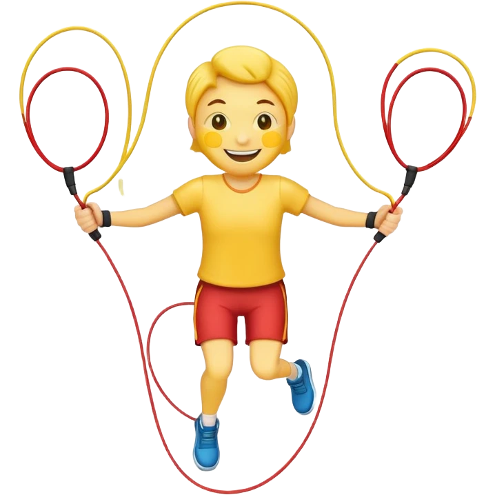 person jumping one rope, simple yellow face emoji