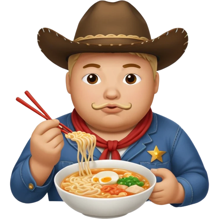 fat cowboy eating ramen emoji