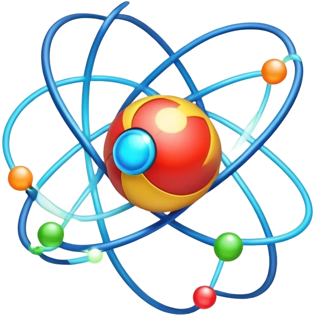 atom with colorful orbiting valence electrons in the outer shell emoji
