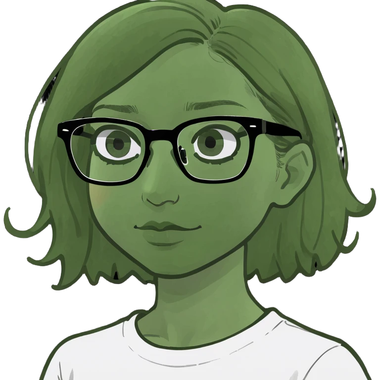 Long black hair girl in a white T-shirt and black square glasses studying with an Ipad. emoji