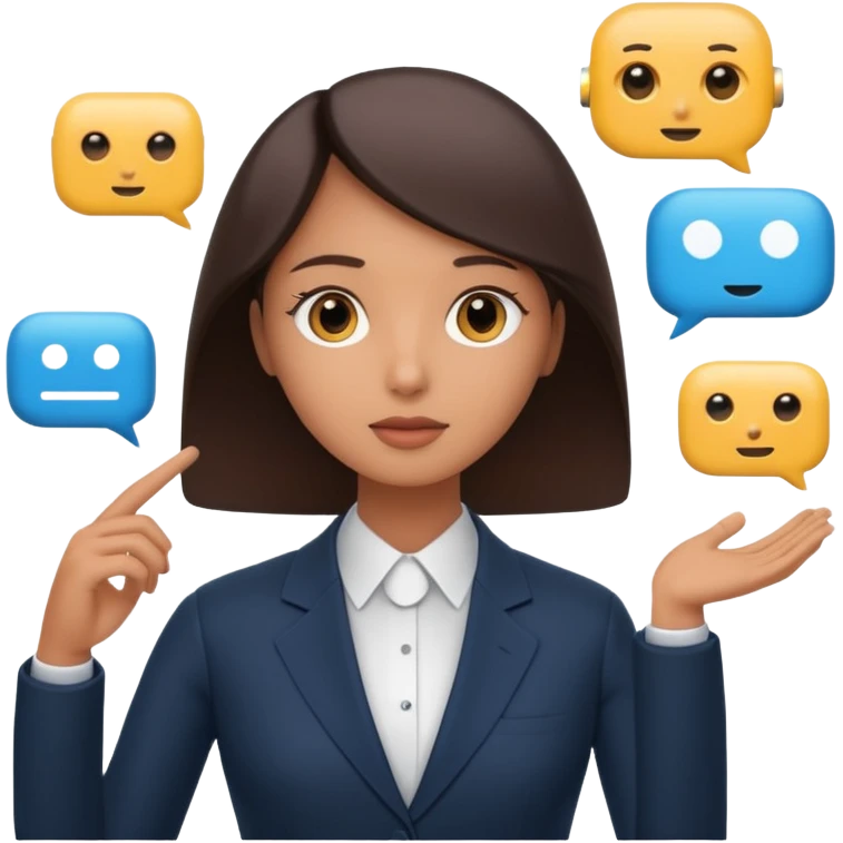 ai agent (llm model, ai chatbot) is communicating with human, human is asking in natural language and ai agent is thinking in his own language, answering back in natural language, giving help of using some hard system  emoji