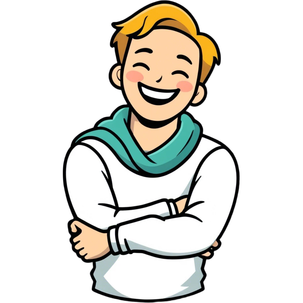 A man with his arms around his neck laughing  emoji