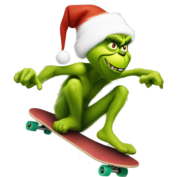 Grinch on skateboard emoji