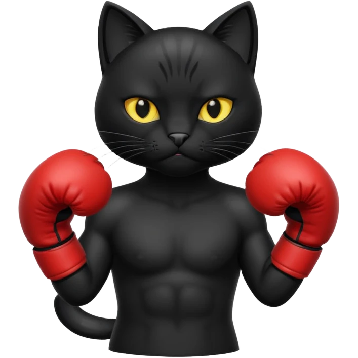 Black cat with boxing gloves emoji