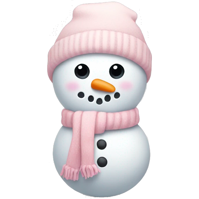 Cute white and light pink snowman emoji