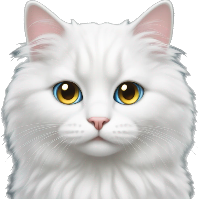 Fluffy white cat with heterochromia emoji