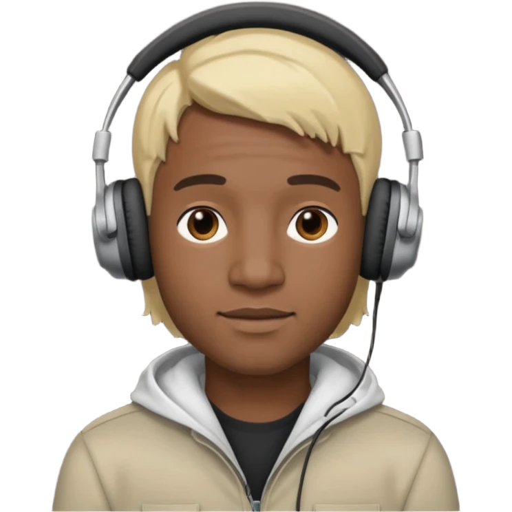blonde black man wearing headphones emoji