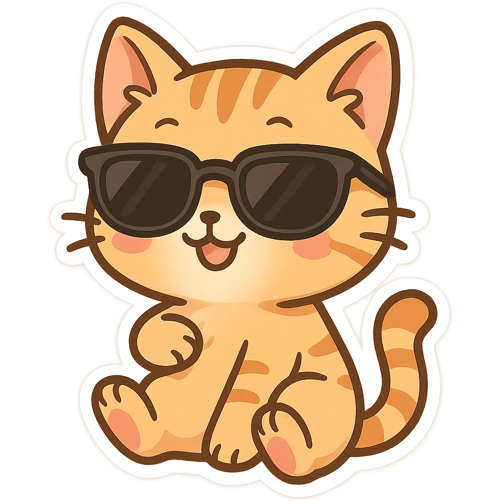 cool cat wearing sunglasses, fun and playful style emoji
