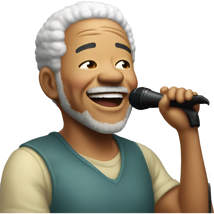 Bill Withers singing the words "Lovely Day!" emoji