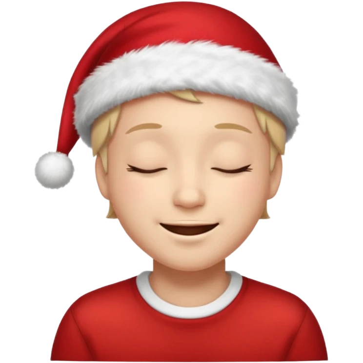 Smiling with closed eyes in a red Christmas hat emoji