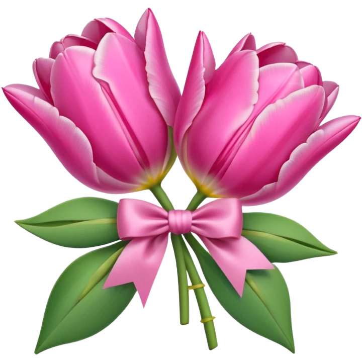 Pink tulips with a bow emoji