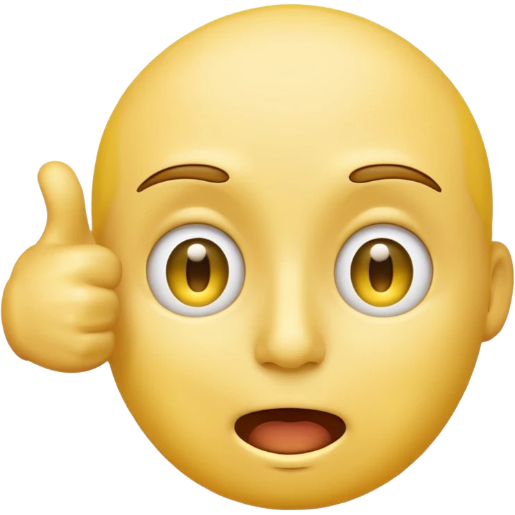 Original yellow Emoji face stressed out with one eye half open quivering out of anxiety and a singular thumbs up sticking out. . The right eye needs to be half closed  emoji