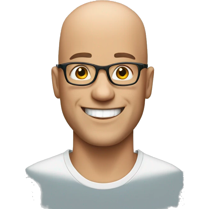 Happy Bald man with glasses   emoji