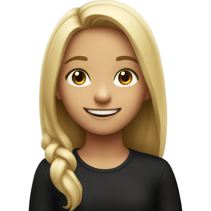 smiling girl in black shirt emoji