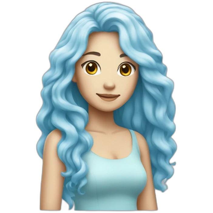 merlion woman light blue hair emoji
