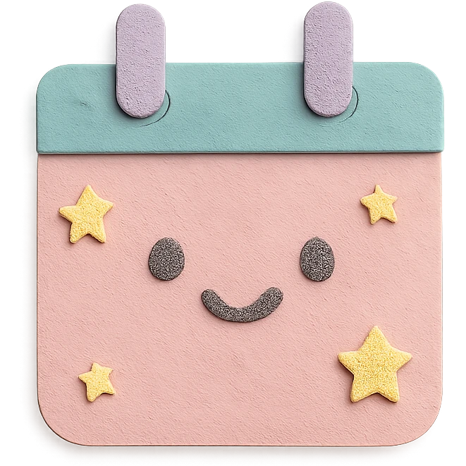 soft pastel cute appointment box with tiny star details with a smiling face accent emoji