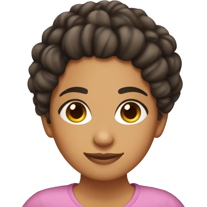 Hispanic girl comfortable with a messy curly bun hairstyle  emoji