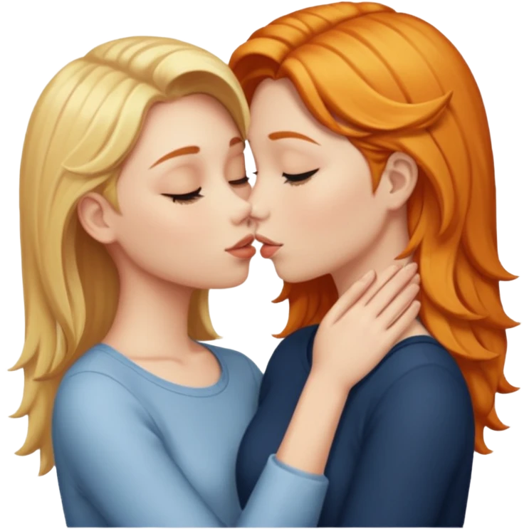 Blond girl and ginger girl kissing  emoji