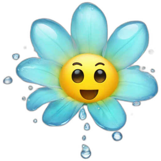 flower inside drops of water emoji