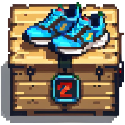 2d power up crate with a running shoe symbol for speed boost emoji