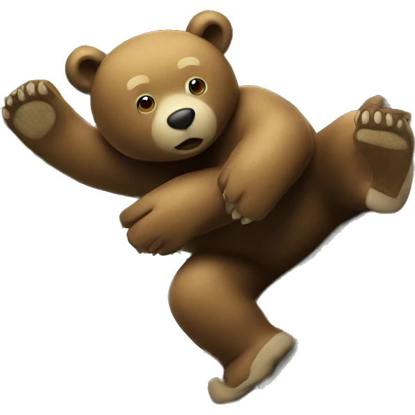 A bear falling out of a tree on top of a hunter emoji